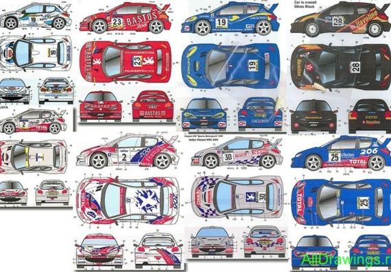 Peugeot 206 WRC (Peugeot 206 VRS) - drawings (figures) of the car